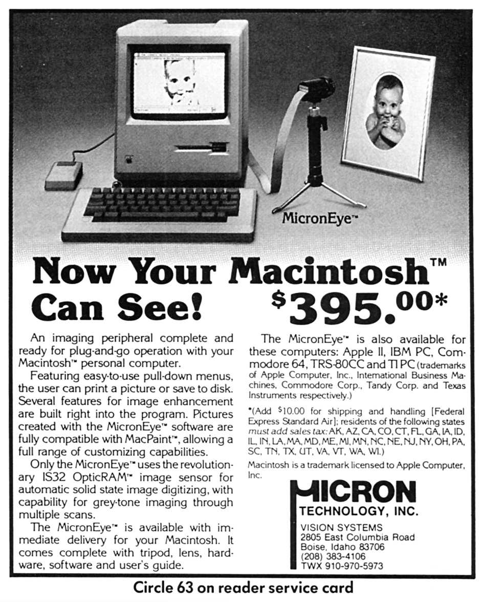 Computer Eyes Ad 1984 MacWorld