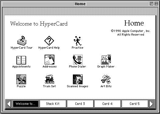 Hypercard home screen